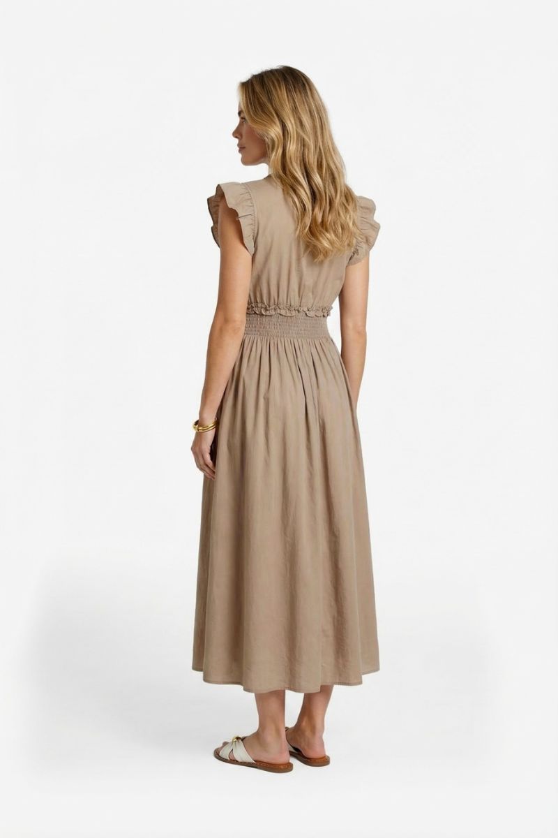 Dilja Dress Khaki | veelzijdige jurk bij {{ site_title }}